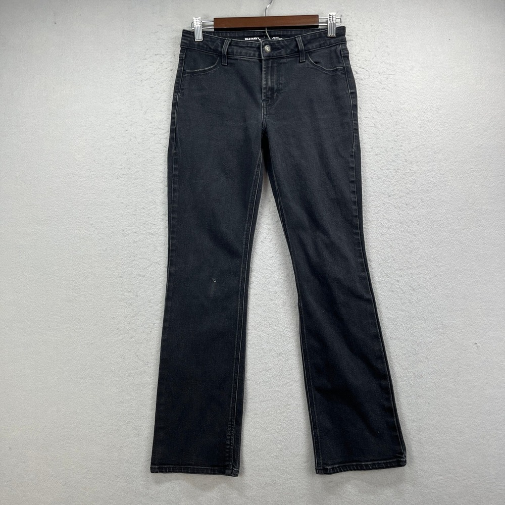 Old Navy Jeans Womens 2 Black Denim Mid-Rise Boot-Cut Stretch Classic Cowgirl